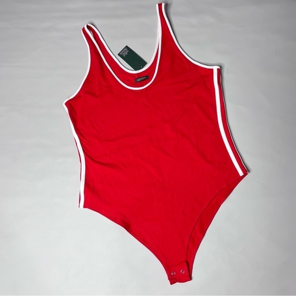 WILD Fable Tank Bodysuit Red with White Stripes Women Size XXL - Picture 1 of 7